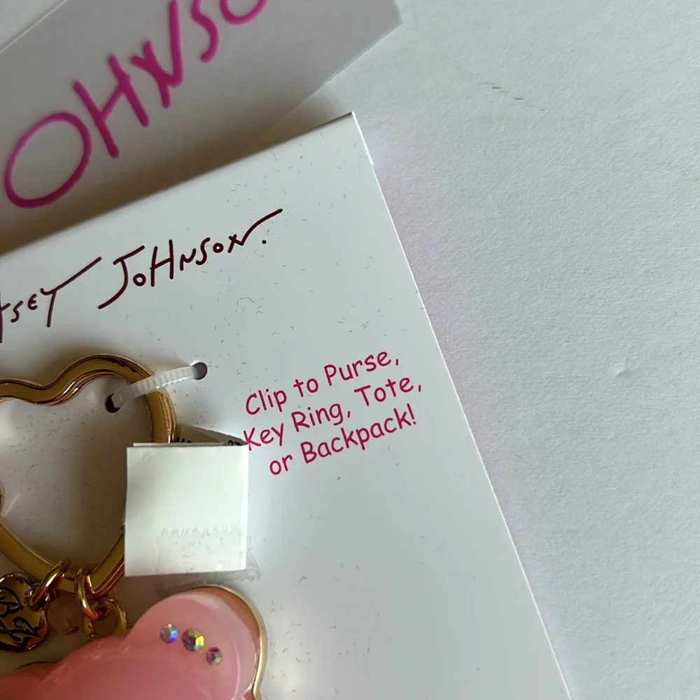 Betsey Johnson large pink gummy bear handbag charm key ring